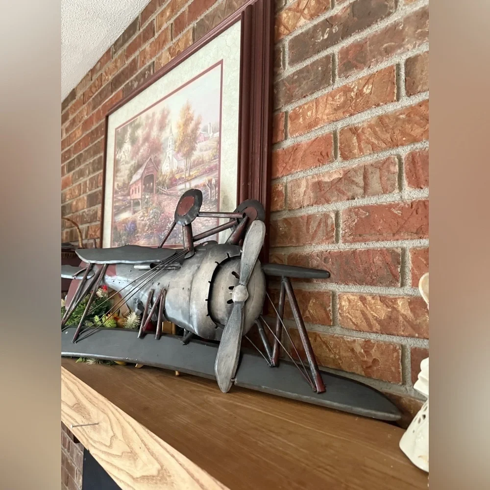 Vintage 1977 Airplane Metal Wall Decor 3 Feet